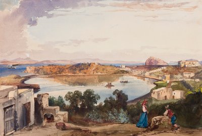 Ischia, the Caldera Just Before the Entrance to the Sea Was Cut, Royal Palace to the Right, with Additions by Prince Alfonso Maria di Borbone (1841-1934), 1853 by Giacinto Gigante